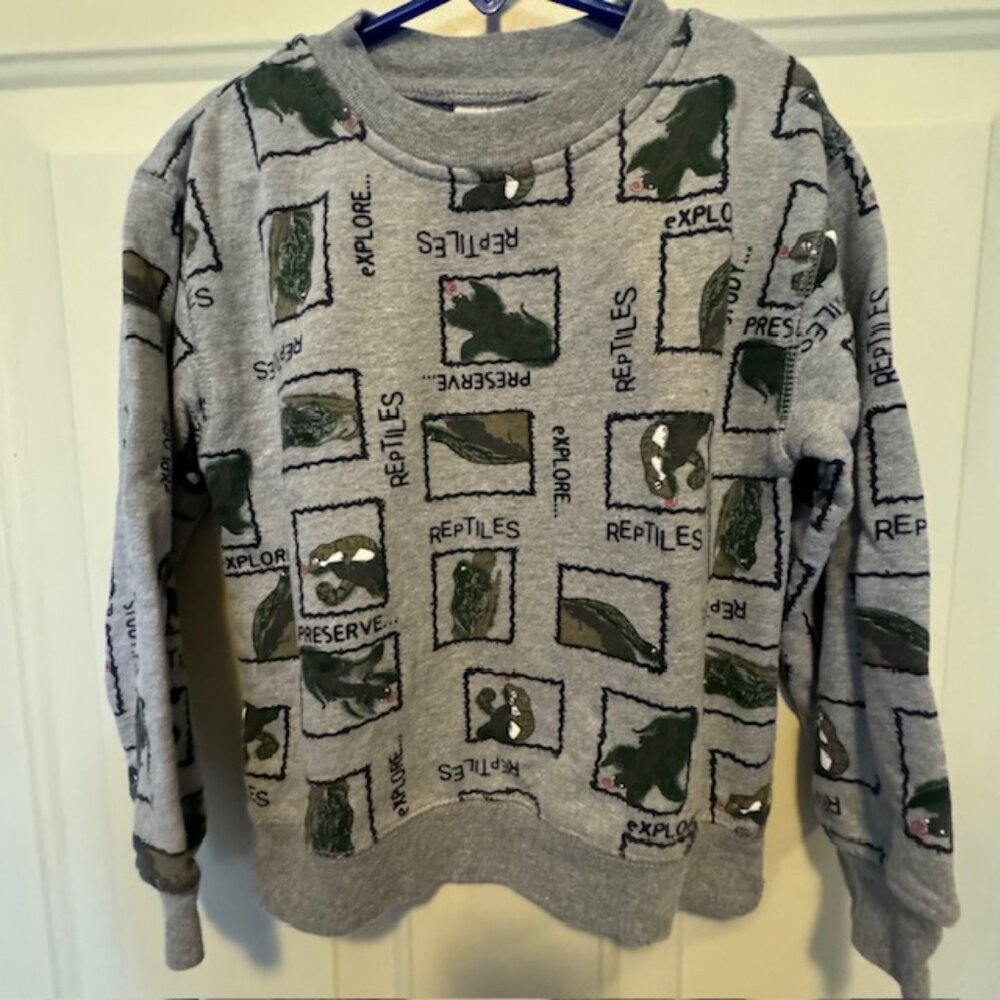 Vintage NEW LEGENDS Gray Reptiles Sweatshirt sz 7X
